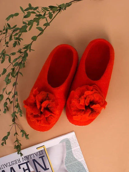 ArtSlippers Faitrade Filzpantoffeln aus Kirgisistan Rot