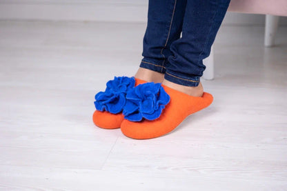 ArtSlippers Faitrade Filzpantoffeln aus Kirgisistan Orange