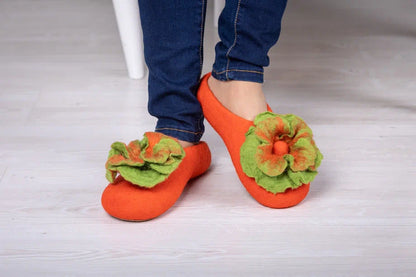 ArtSlippers Faitrade Filzpantoffeln aus Kirgisistan Orange