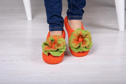 ArtSlippers Faitrade Filzpantoffeln aus Kirgisistan Orange