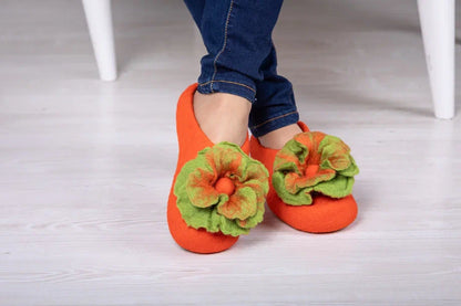 ArtSlippers Faitrade Filzpantoffeln aus Kirgisistan Orange