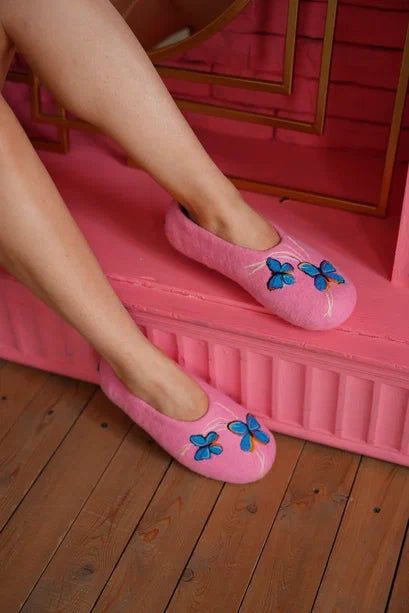 ArtSlippers Faitrade Filzpantoffeln aus Kirgisistan Rosa