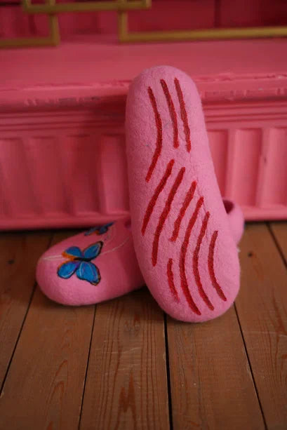 ArtSlippers Faitrade Filzpantoffeln aus Kirgisistan Rosa