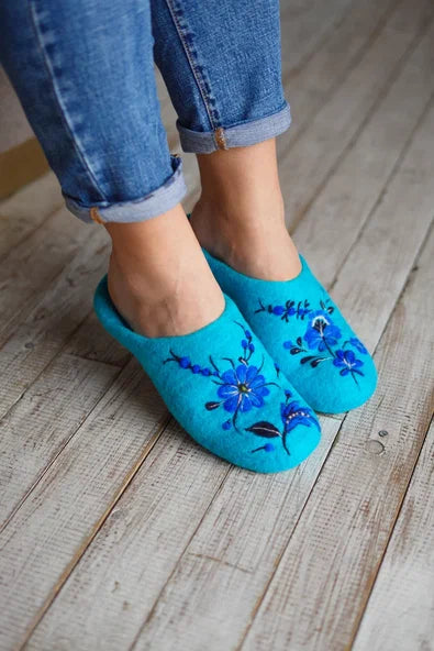 ArtSlippers Faitrade Filzpantoffeln aus Kirgisistan Blau