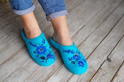 ArtSlippers Faitrade Filzpantoffeln aus Kirgisistan Blau