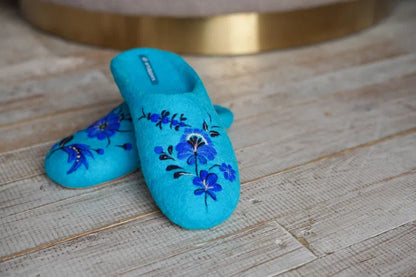 ArtSlippers Faitrade Filzpantoffeln aus Kirgisistan Blau