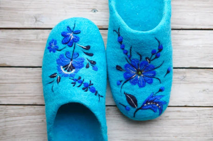 ArtSlippers Faitrade Filzpantoffeln aus Kirgisistan Blau