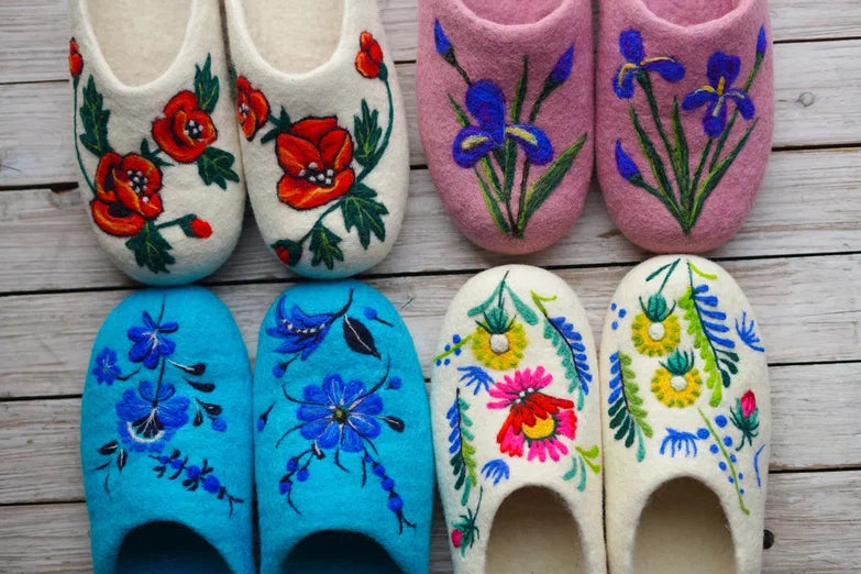 ArtSlippers Faitrade Filzpantoffeln aus Kirgisistan Blau