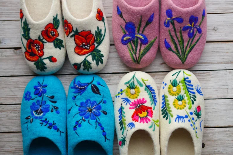 ArtSlippers Faitrade Filzpantoffeln aus Kirgisistan Blau