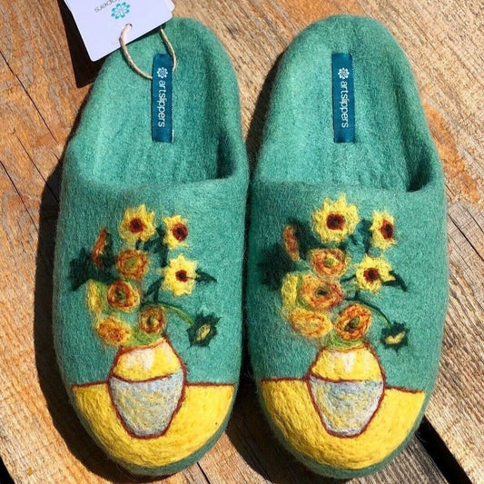 ArtSlippers Faitrade Filzpantoffeln Grün aus Kirgisistan