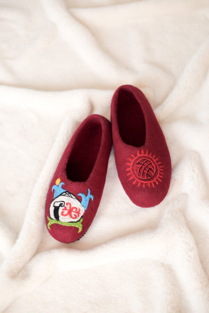 ArtSlippers Faitrade Filzpantoffeln Maroon aus Kirgisistan