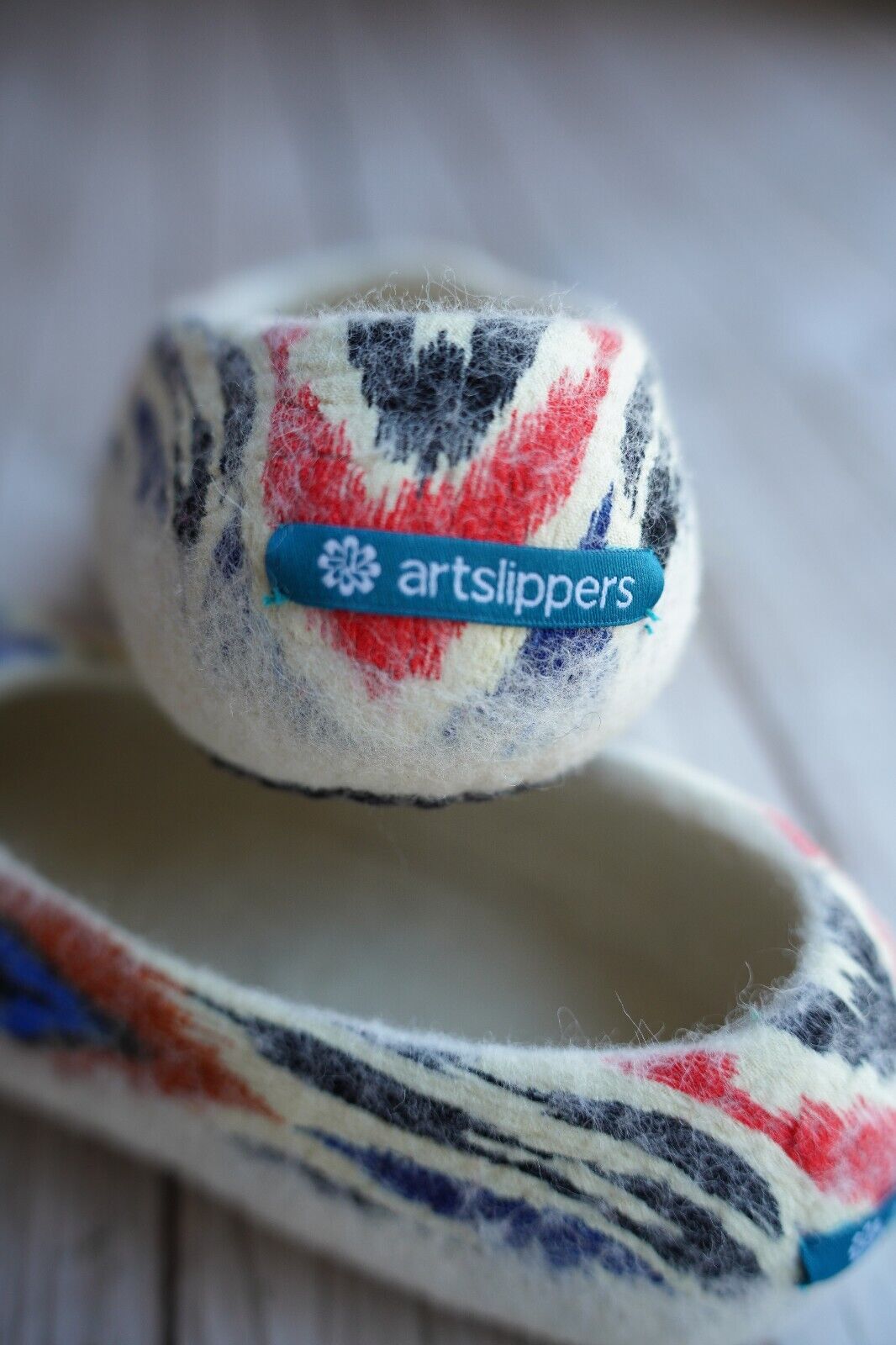 ArtSlippers Faitrade Filzpantoffeln Blau aus Kirgisistan