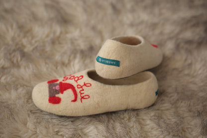 Felt Slippers Beige