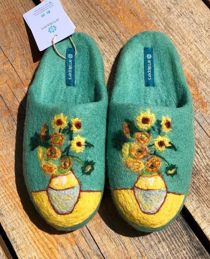 ArtSlippers Faitrade Filzpantoffeln Grün aus Kirgisistan